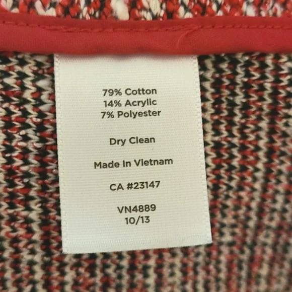 Talbots Blazer Cotton Blend Red White Petite 6P - Picture 6 of 6